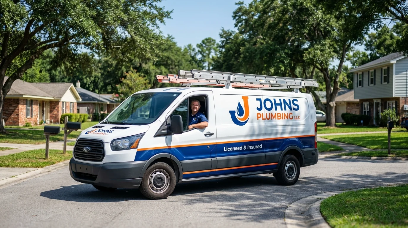 Johns Plumbing LLC service van in Morrisville, VT