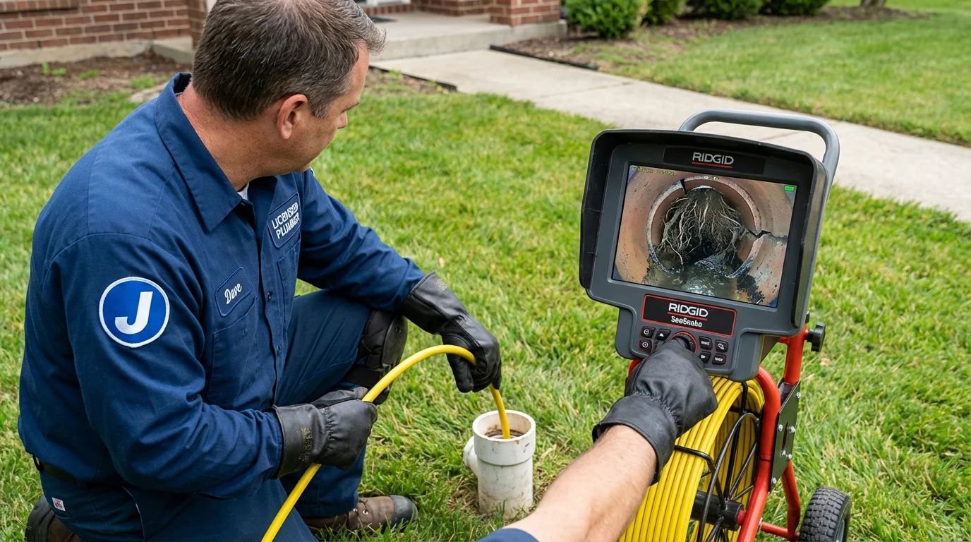 Sewer camera inspection being performed by Johns Plumbing LLC in Morrisville